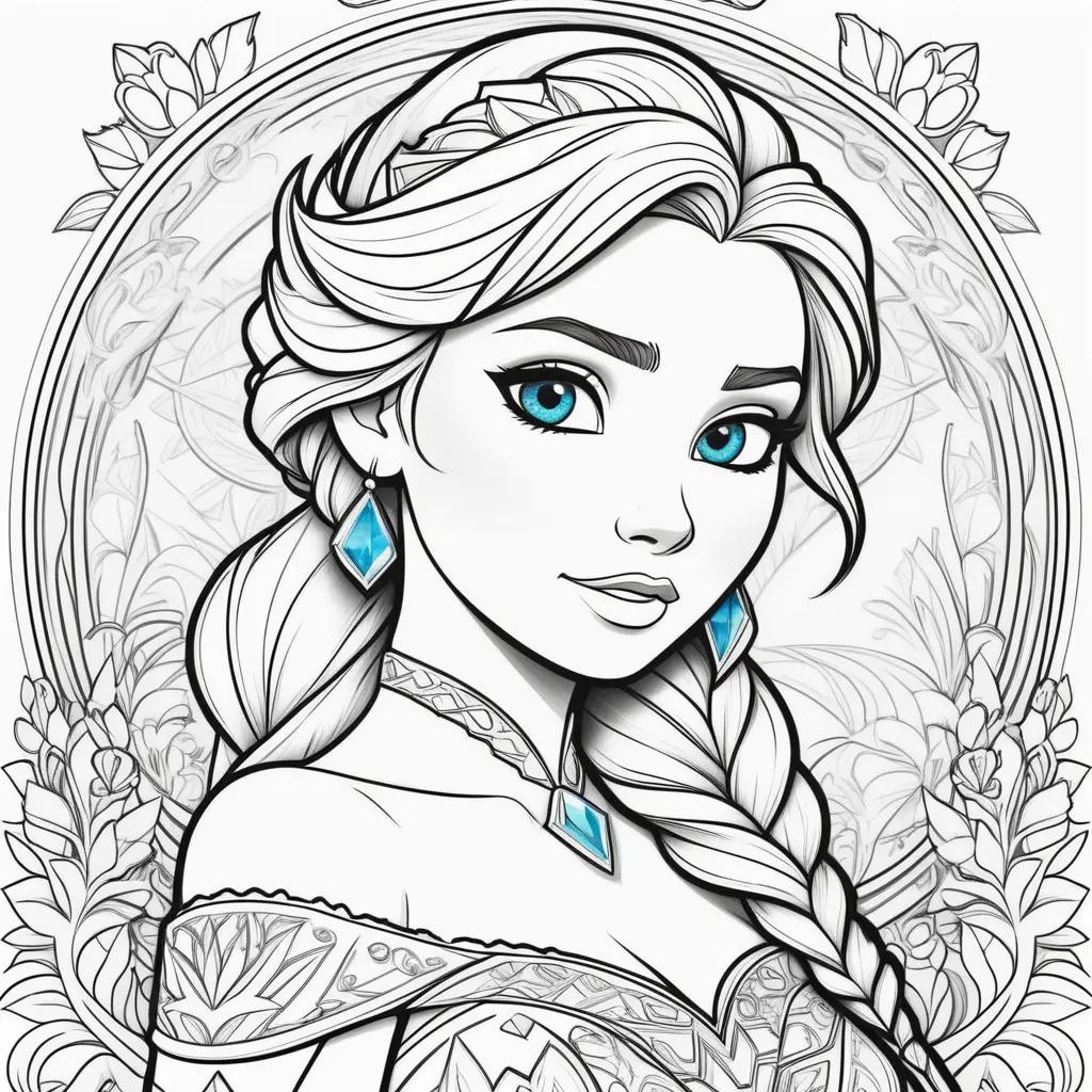 Colorful Frozen Elsa coloring pages for kids