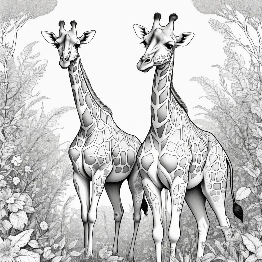 Colorful Giraffes Coloring Pages