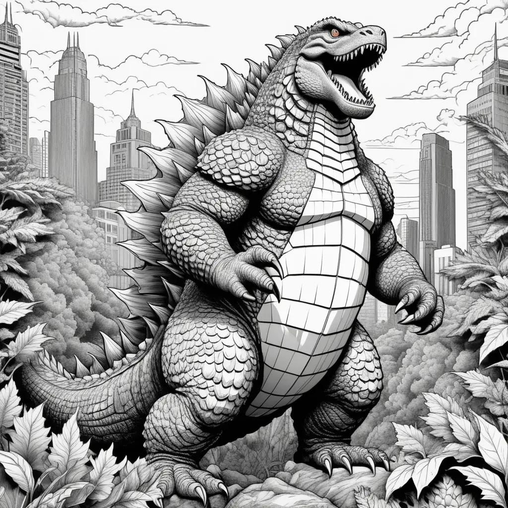 Colorful Godzilla Coloring Pages Show Off Creatures Scary Faces