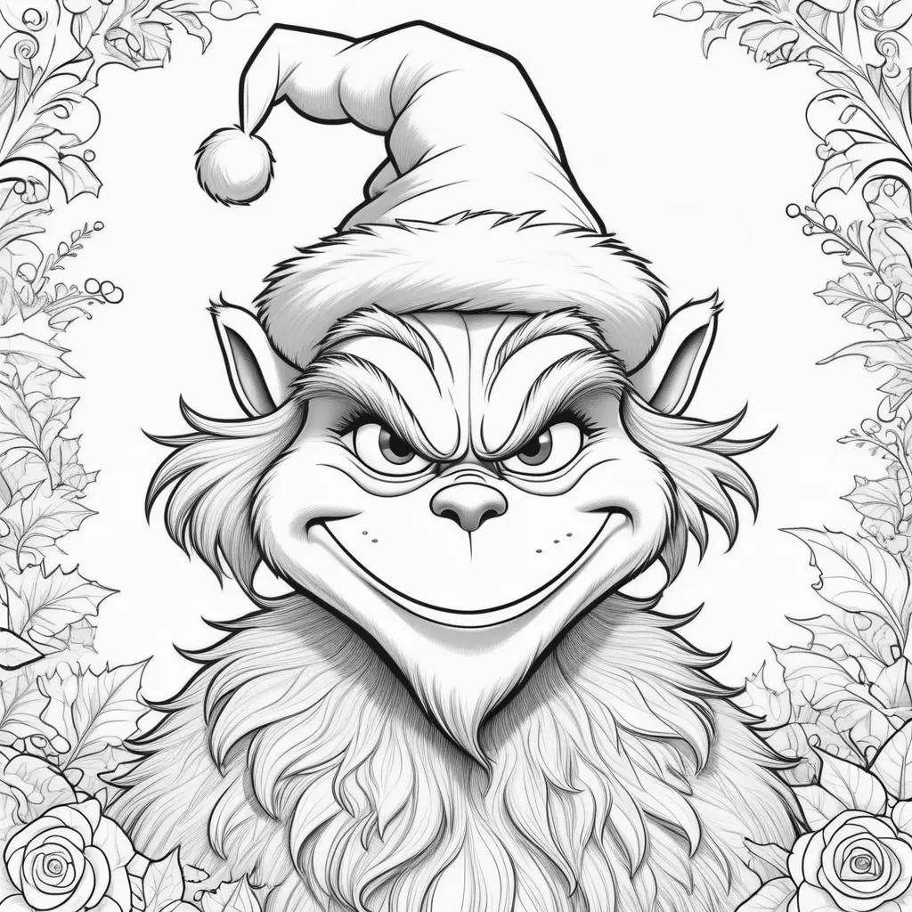 Colorful Grinch coloring pages with Christmas theme