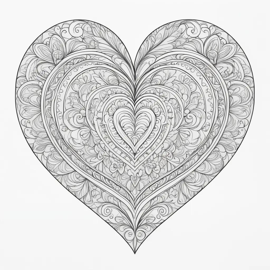 Colorful Heart Coloring Page with Dots and Swirls