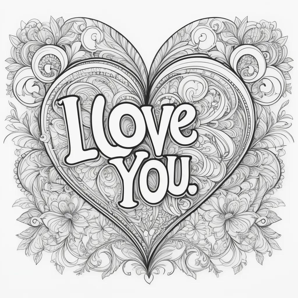 Colorful I Love You Heart Coloring Page