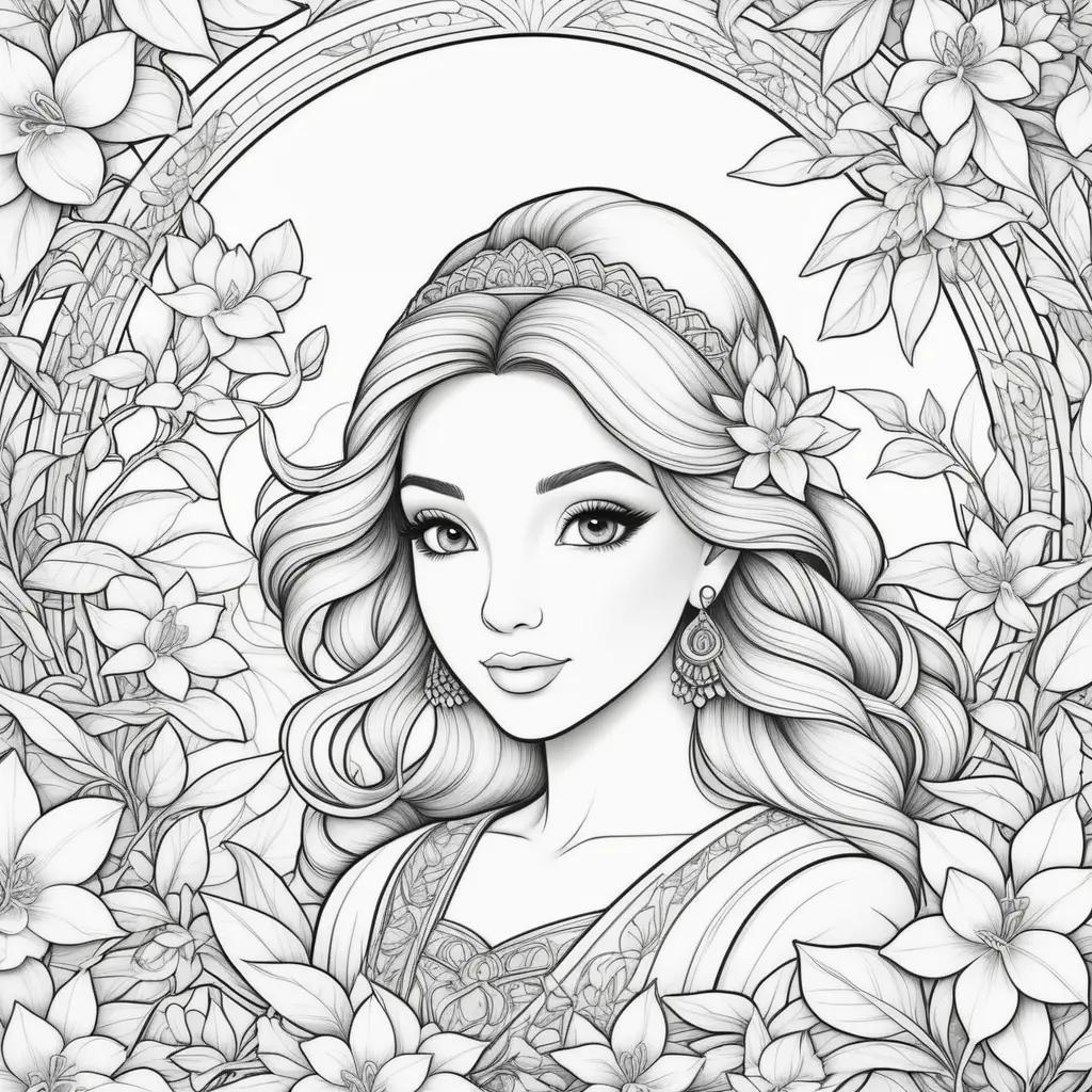 Colorful Jasmine Coloring Pages for Adults