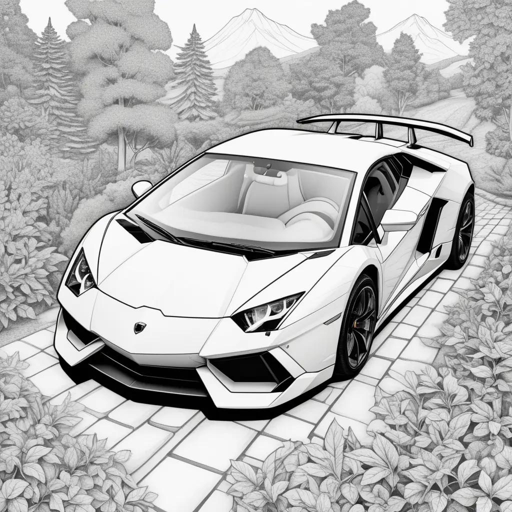 Colorful Lamborghini drawing on the road