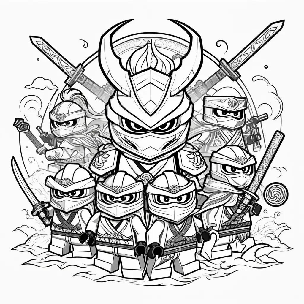 Colorful Lego Ninjago Coloring Pages with Ninjas