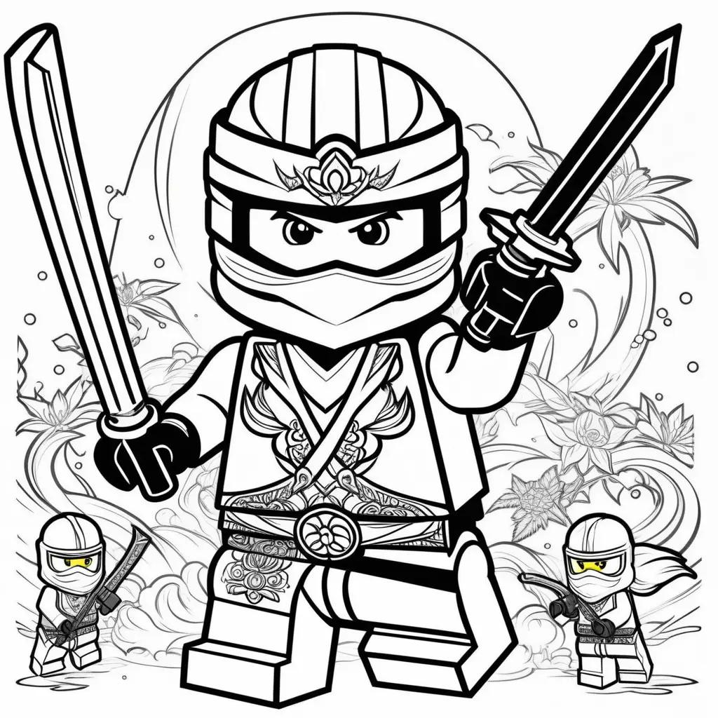 Colorful Lego Ninjago Coloring Pages with Sword