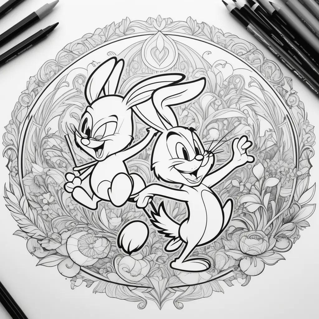 ウサギの数字とカラフルなルーニーテューンズの漫画