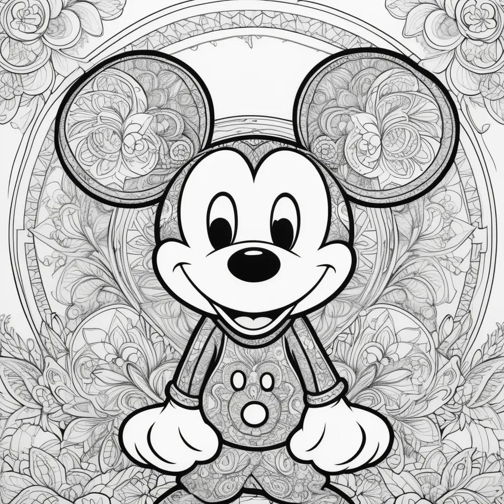 Colorful Mickey Mouse Coloring Pages Show a Happy Smiling Face