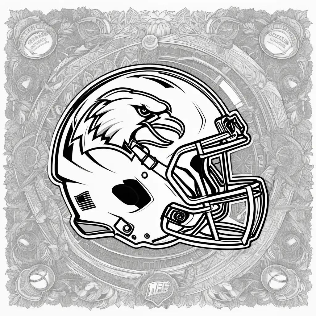 Colorful NFL football helmet coloring page with an eagle