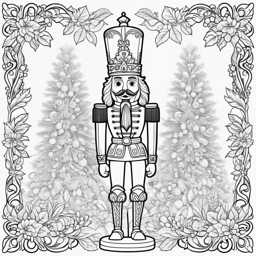 Colorful Nutcracker Coloring Page in Black and White