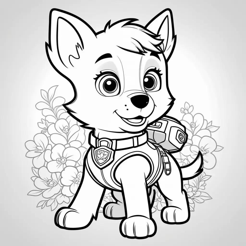 Colorful Paw Patrol Skye coloring pages featuring a cute dog