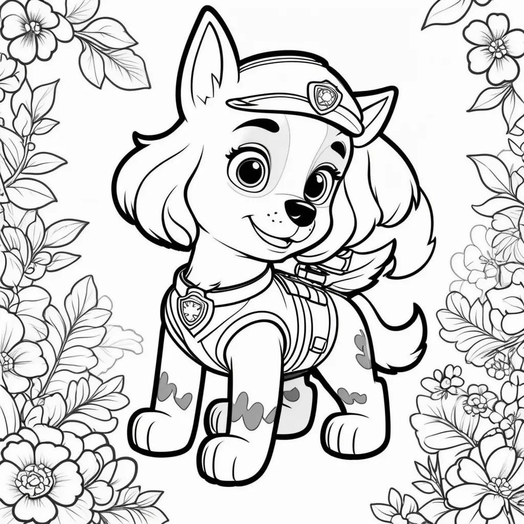 Colorful Paw Patrol Skye coloring pages for kids