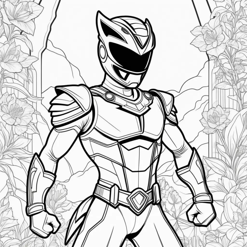 Colorful Power Ranger coloring pages with a warrior in the center