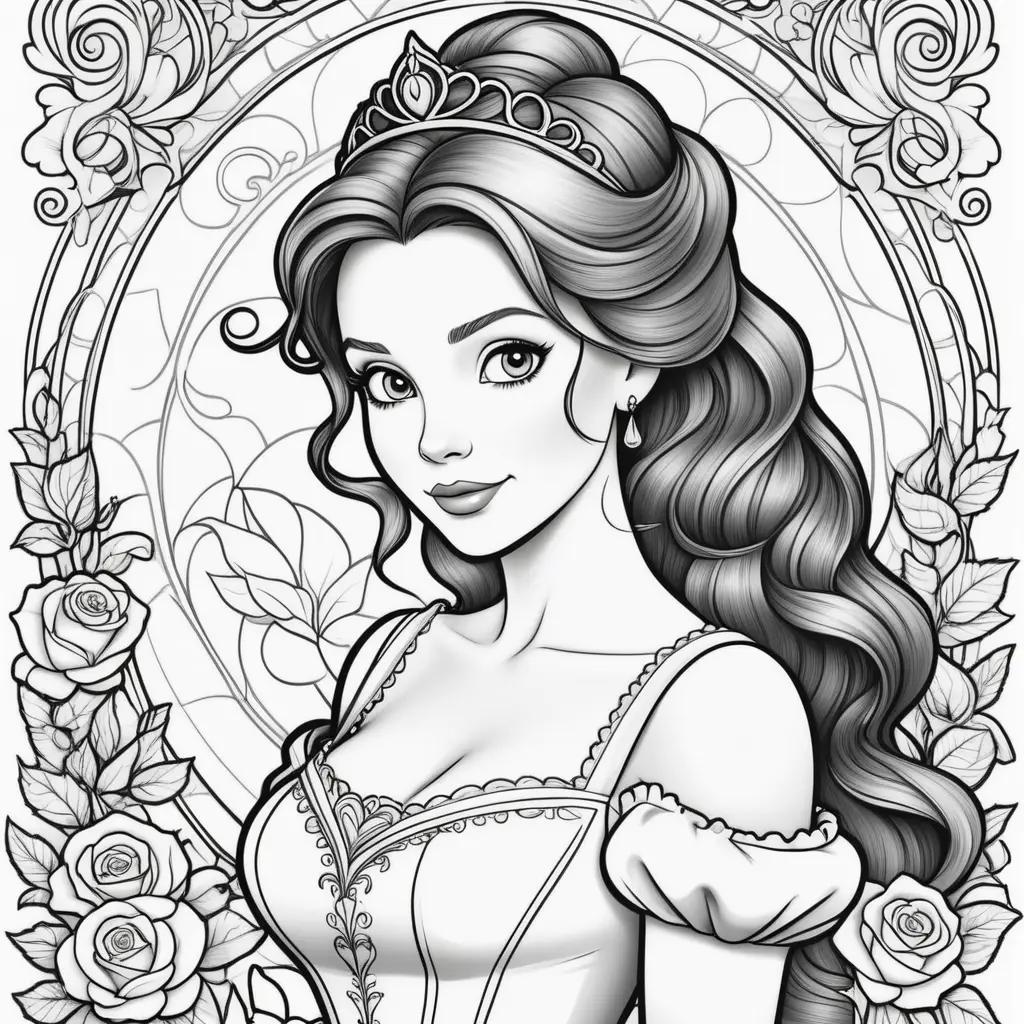 Colorful Princess Belle Coloring Pages to Download