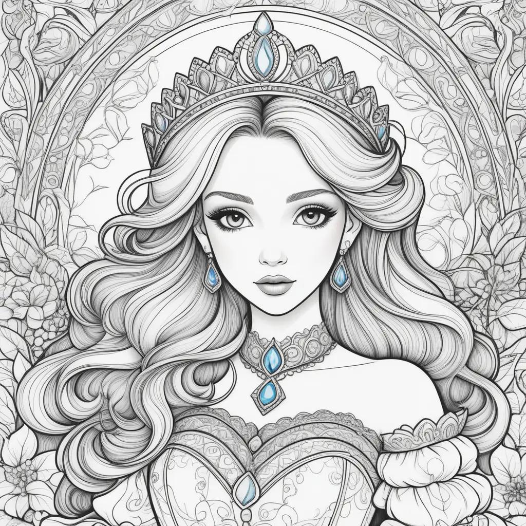 Colorful Princess Coloring Pages for Adults