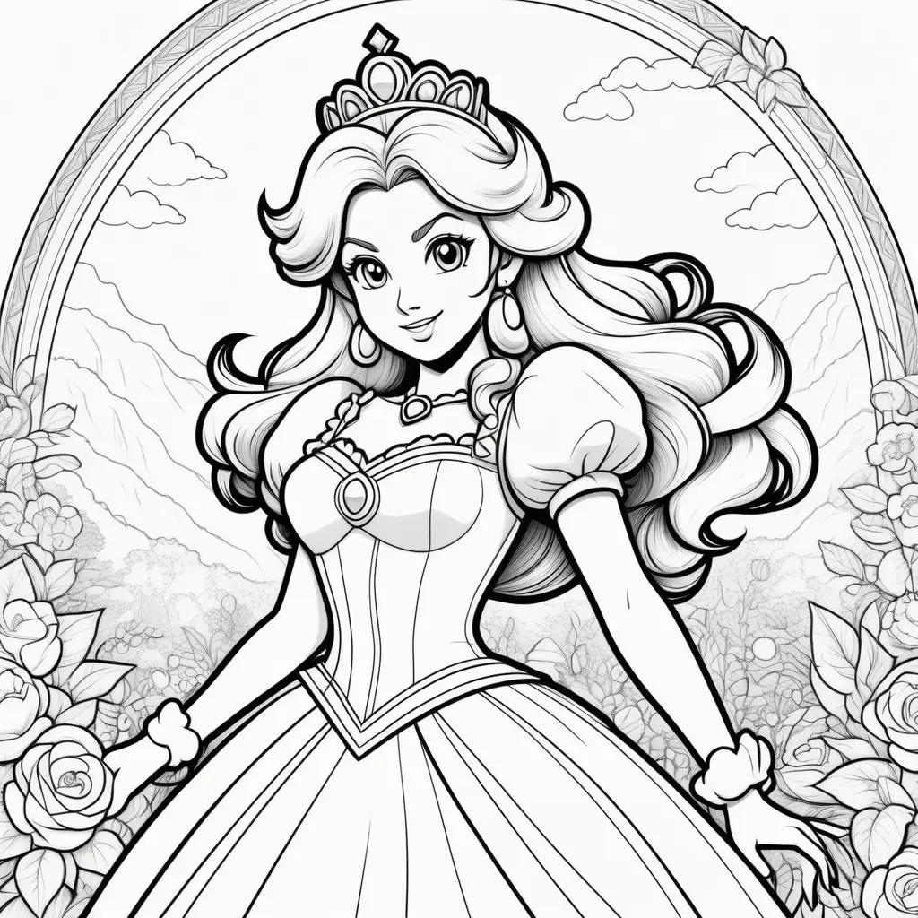 Colorful Princess Peach Coloring Pages for Kids