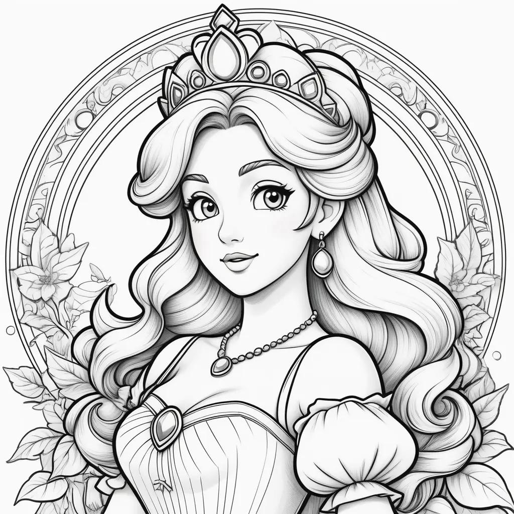 Colorful Princess Peach coloring pages for kids