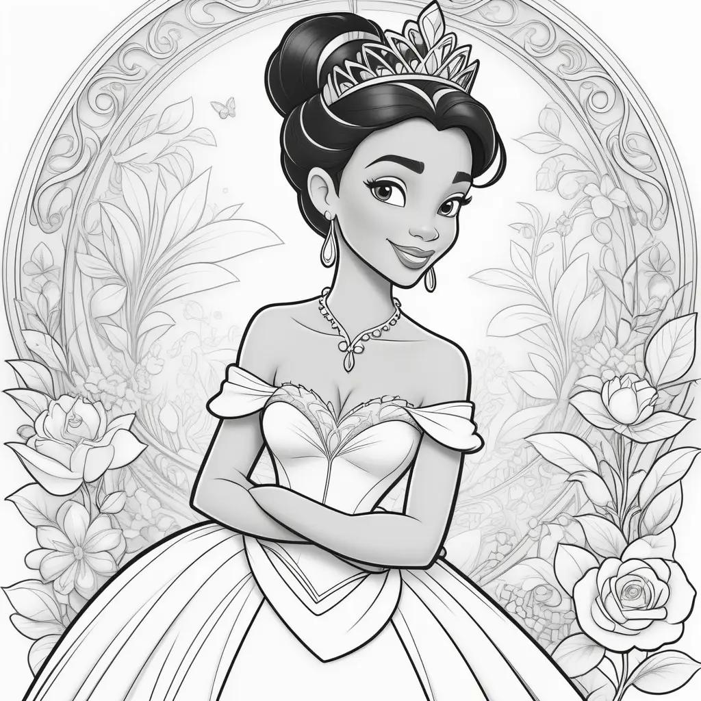 Colorful Princess Tiana Coloring Pages Featuring A Princess Tiana Coloring Page