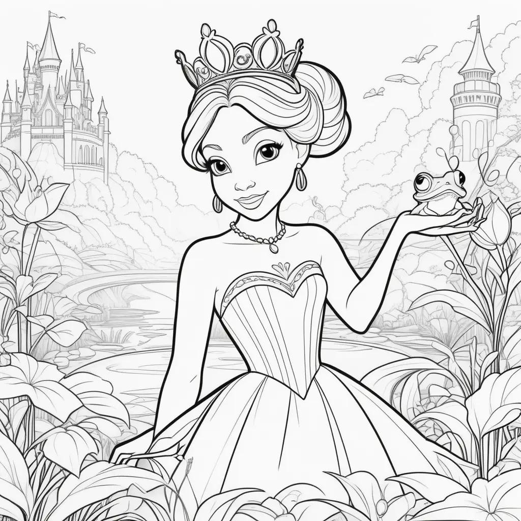 Colorful Princess and the Frog Coloring Pages