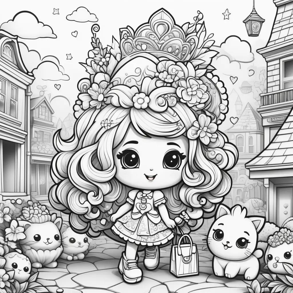 Colorful Shopkins Coloring Pages with Cute Animals