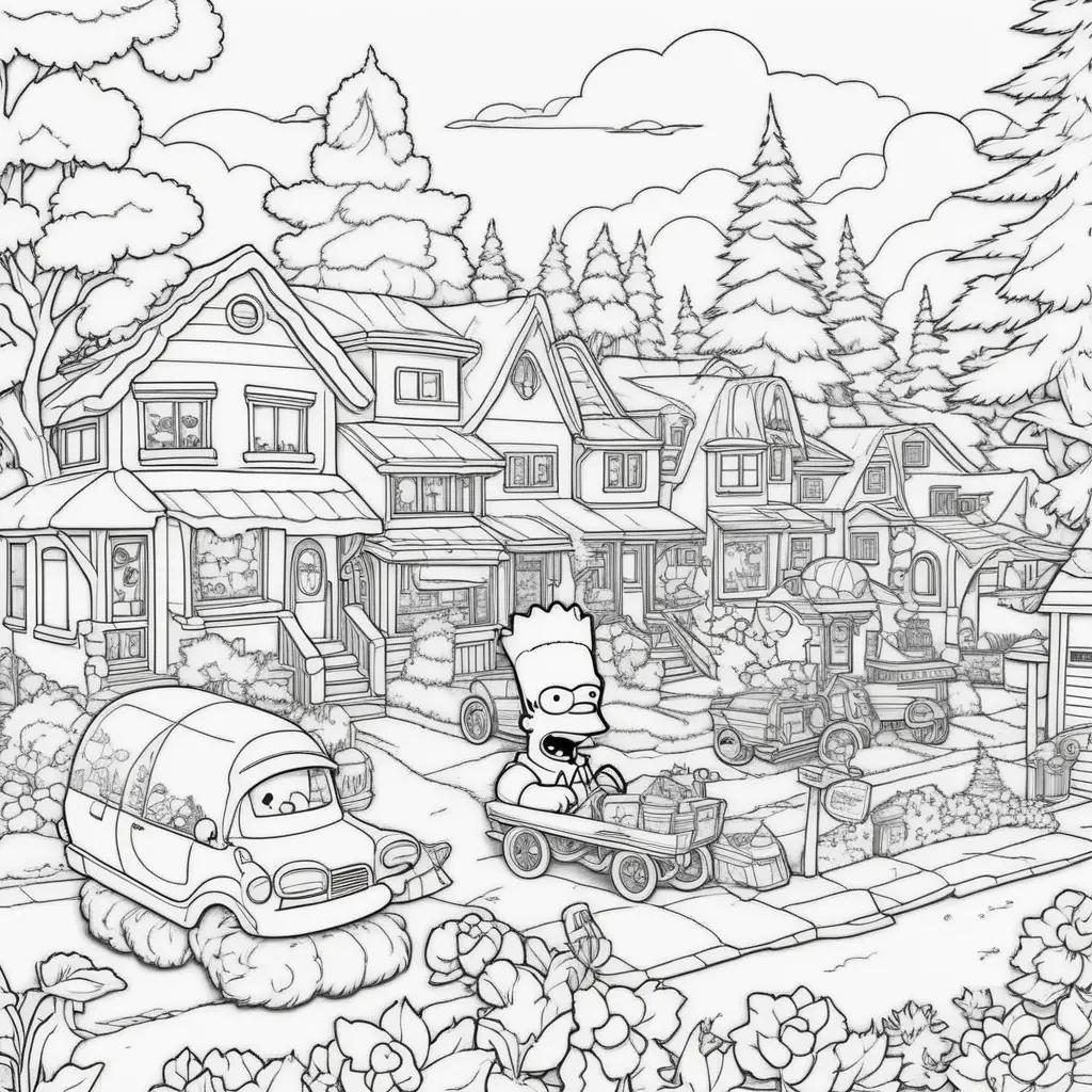 Colorful Simpsons Coloring Pages Showing Bart and Marge