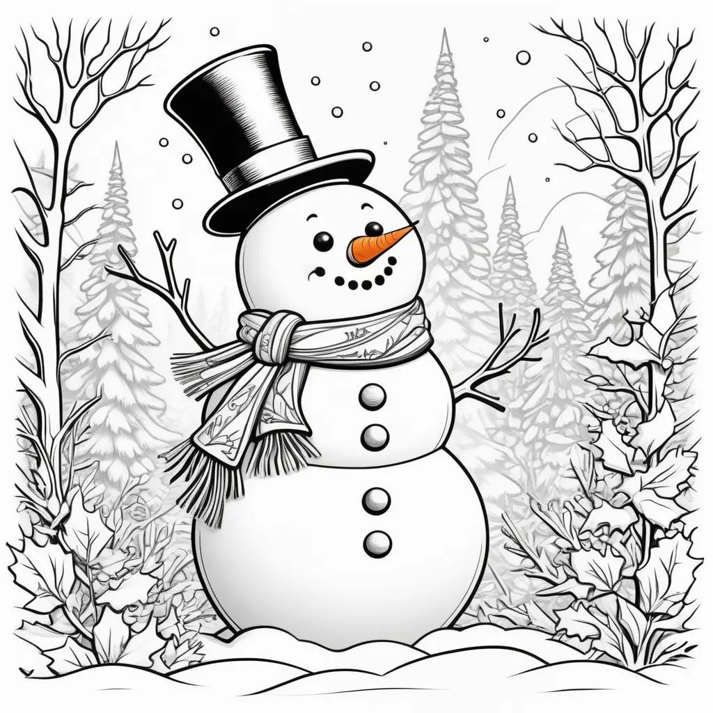 Colorful Snowman Coloring Page for Kids
