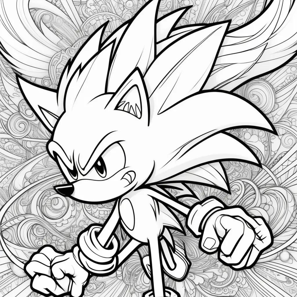 Colorful Sonic Coloring Page Featuring a Super Sonic Character