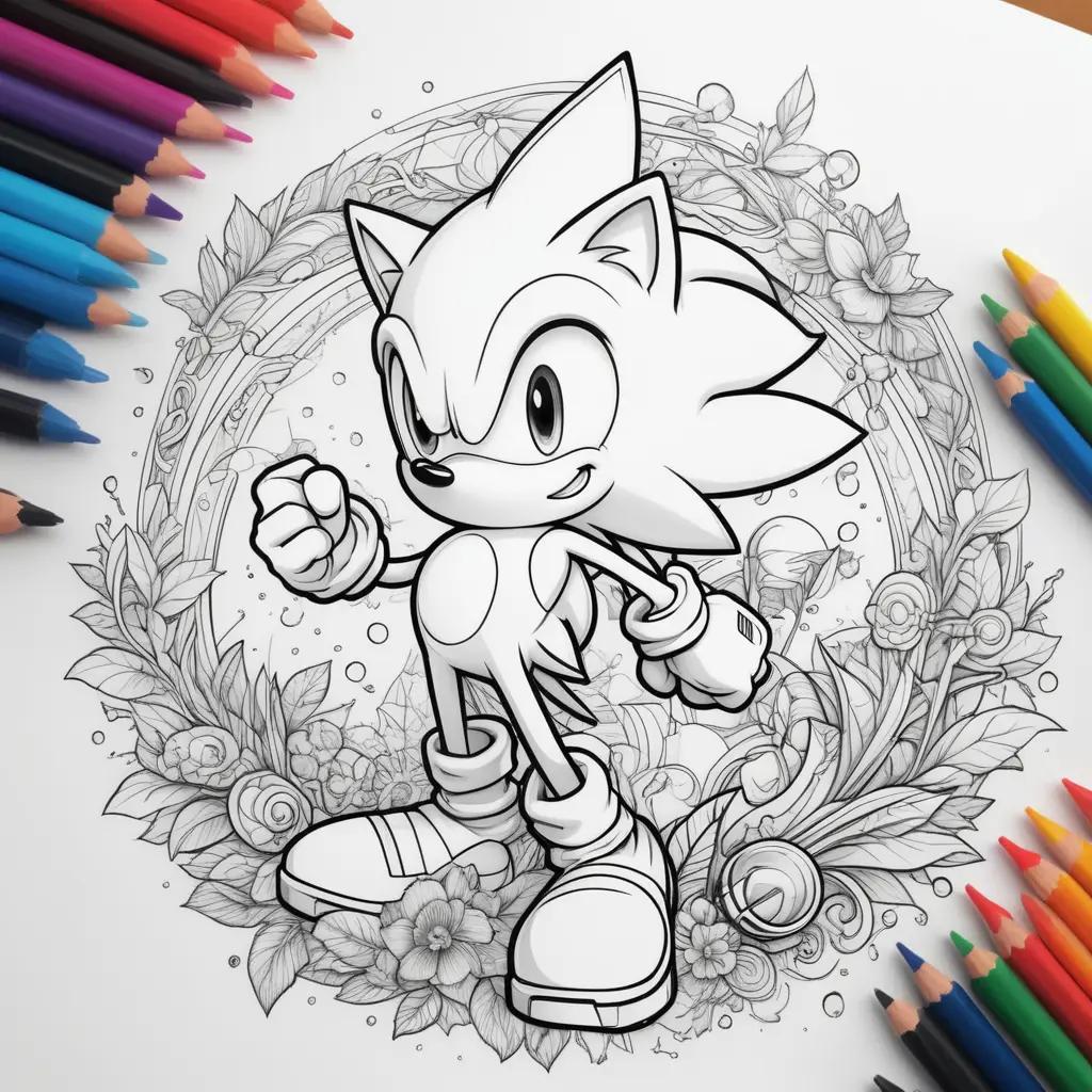 Colorful Sonic Coloring Pages in a Frame