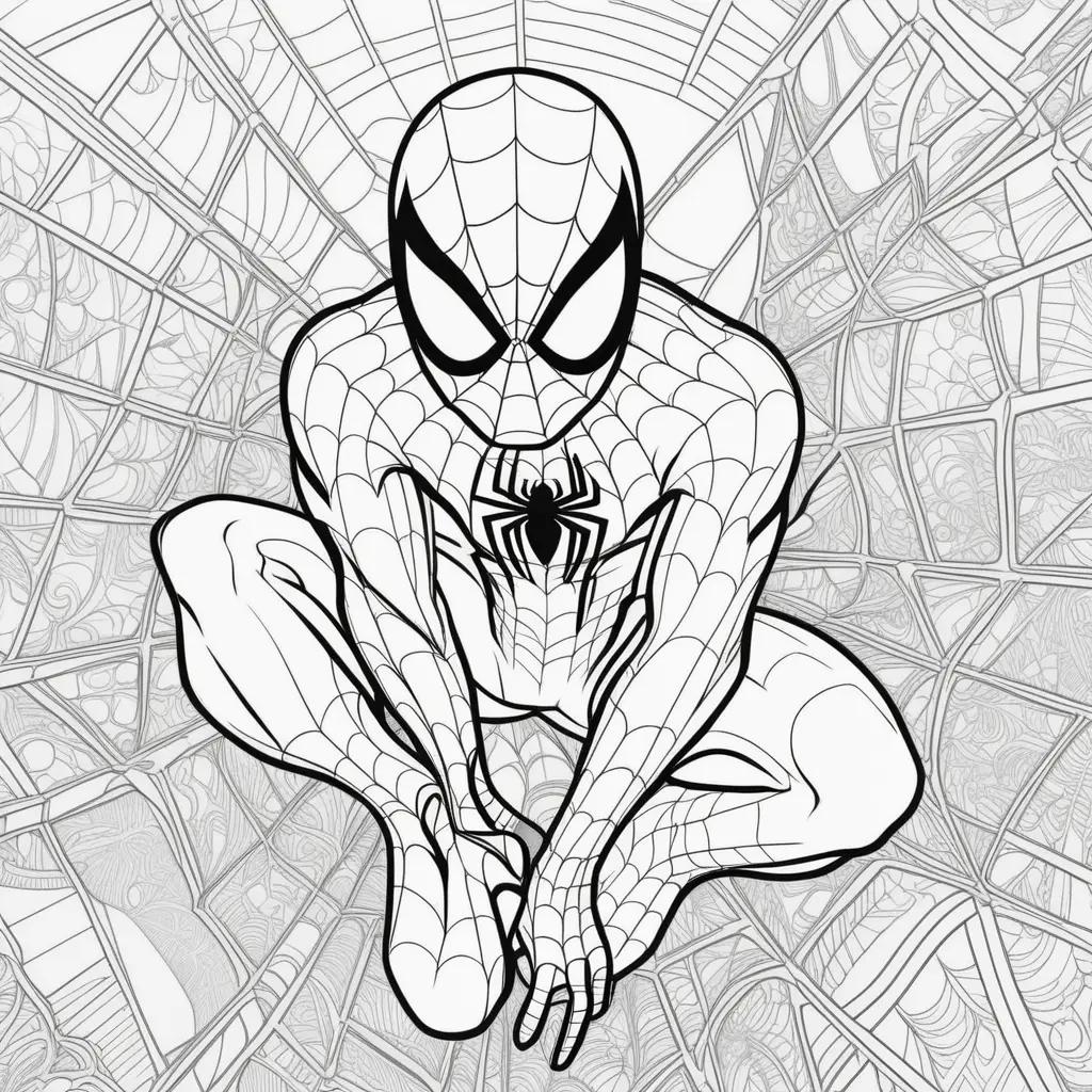 Colorful Spiderman Coloring Pages with Spider Webs