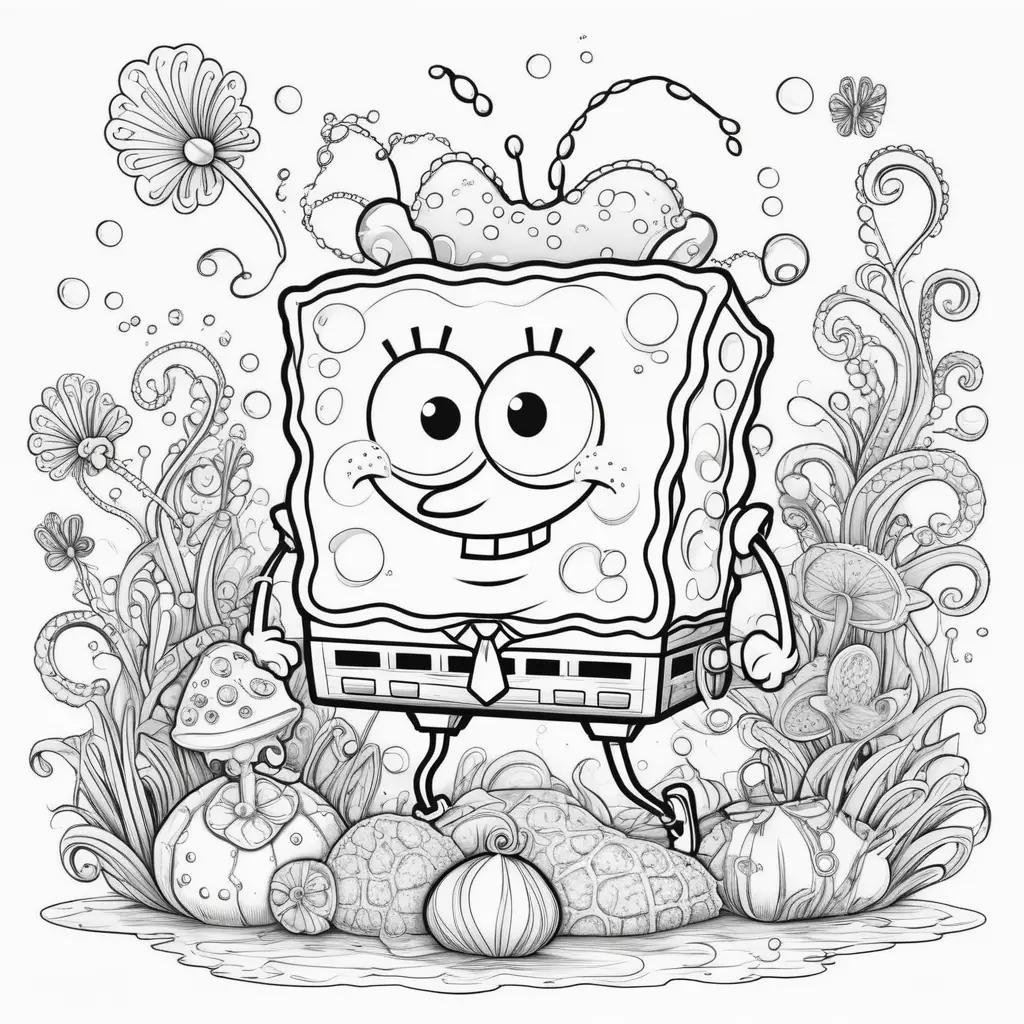 Colorful SpongeBob Coloring Pages with Unique Design