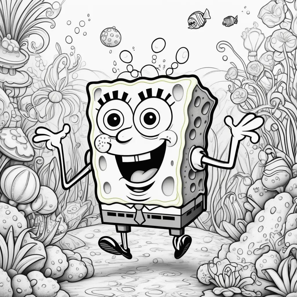 Colorful Spongebob Coloring Pages Featuring A Happy Spongebob