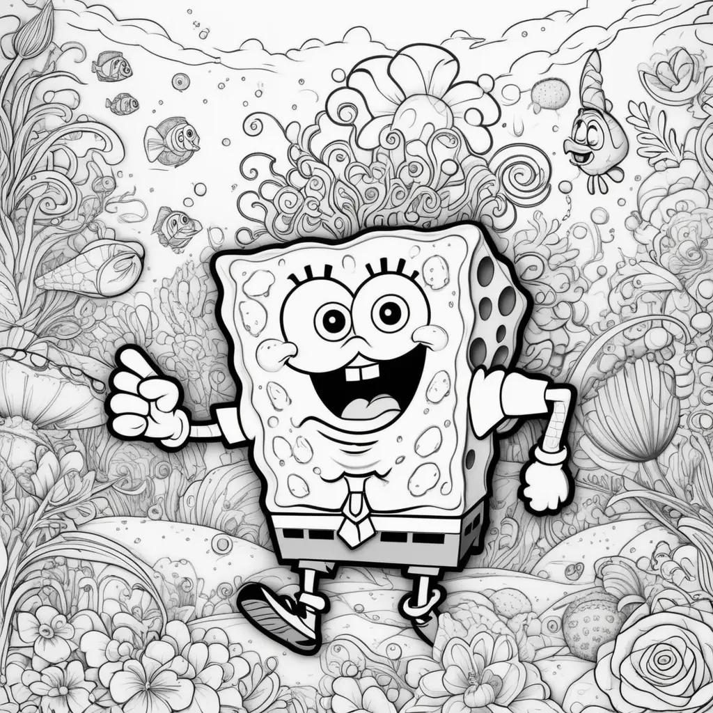 Colorful Spongebob Coloring Pages Show a Happy Spongebob