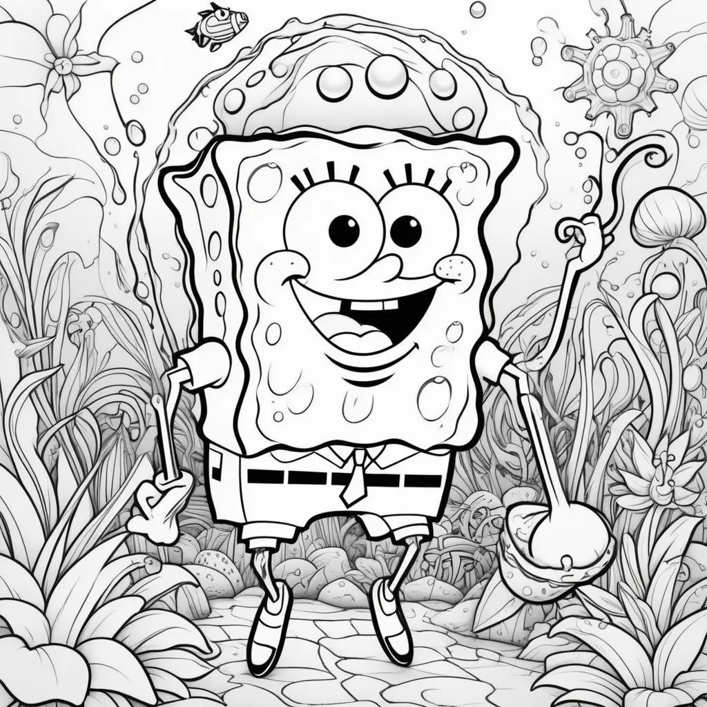 Colorful Spongebob coloring pages for kids