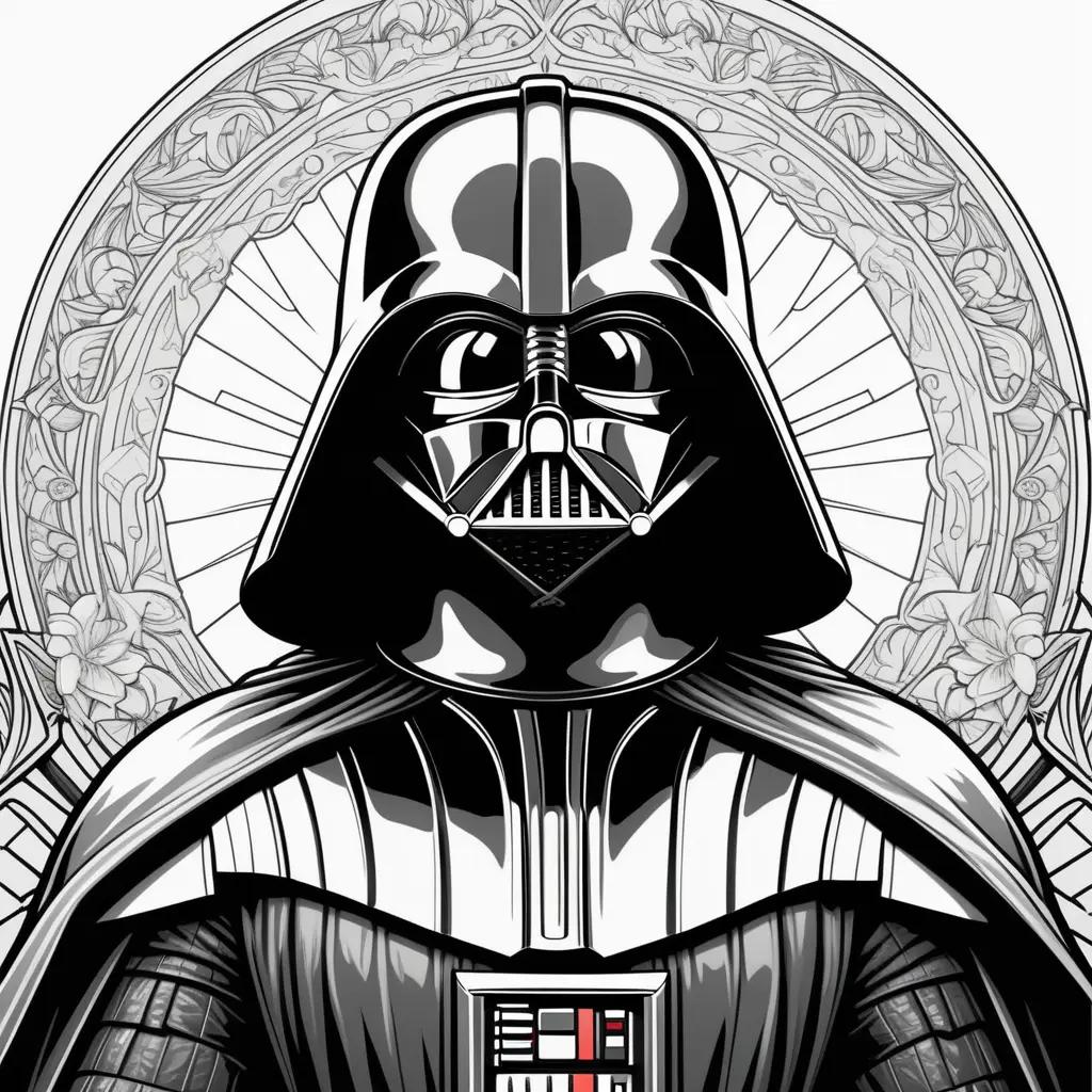 Colorful Star Wars coloring pages of Darth Vader