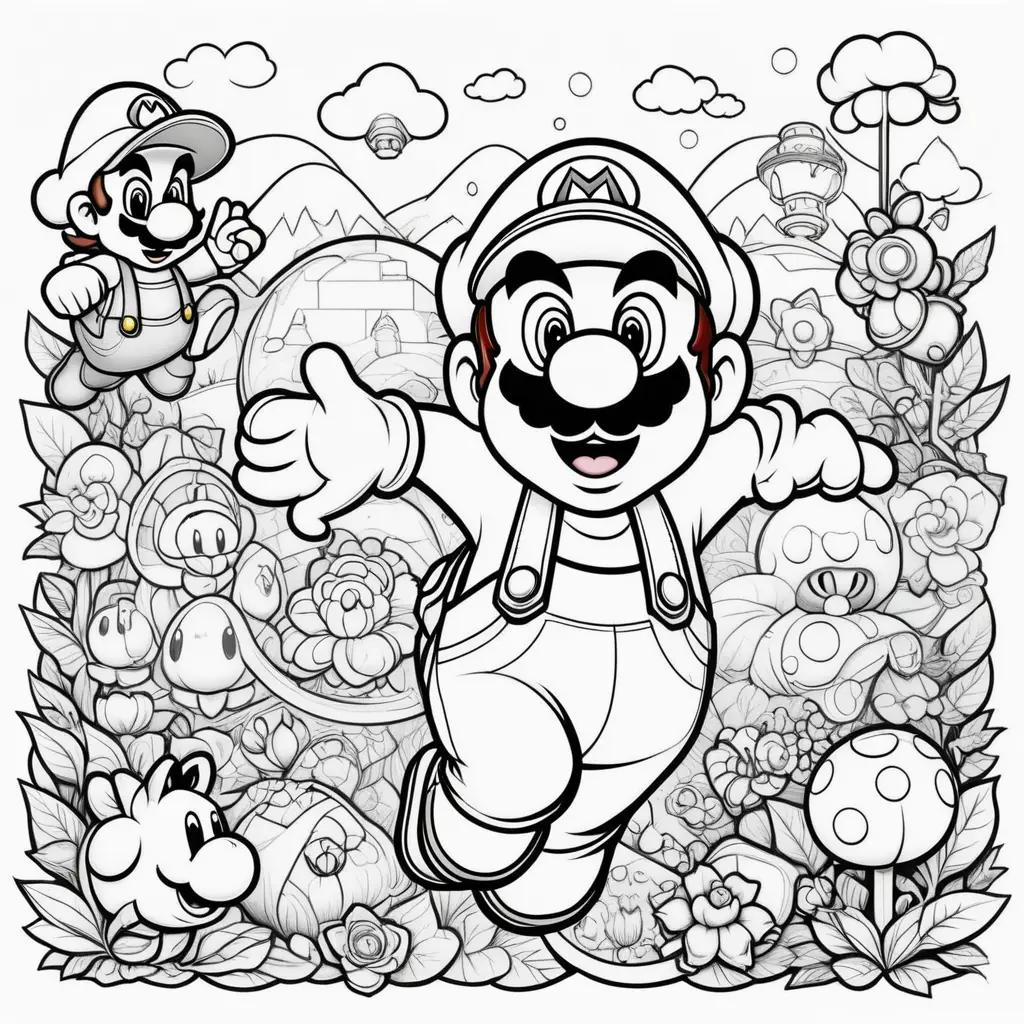 Colorful Super Mario Bros. Coloring Pages Featuring Mario and Luigi