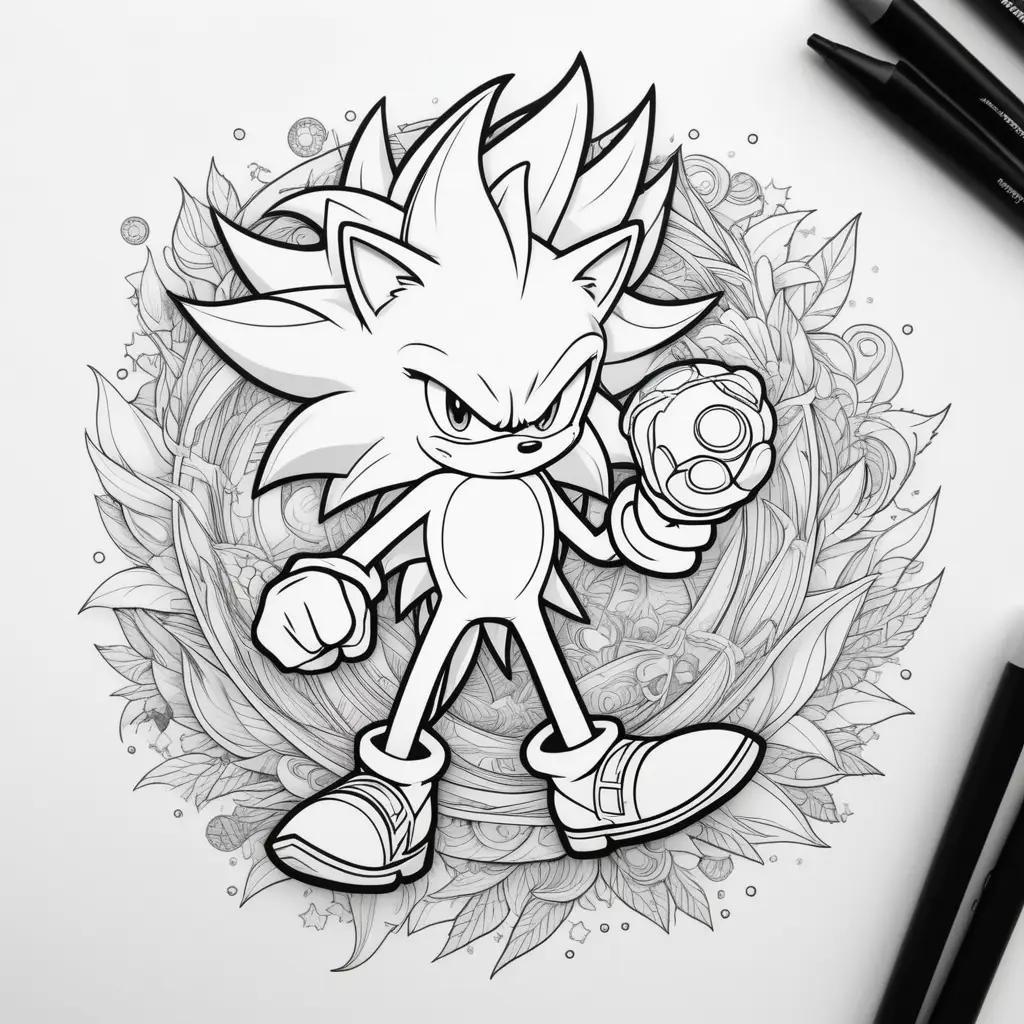 Colorful Super Sonic Coloring Pages with a Circle