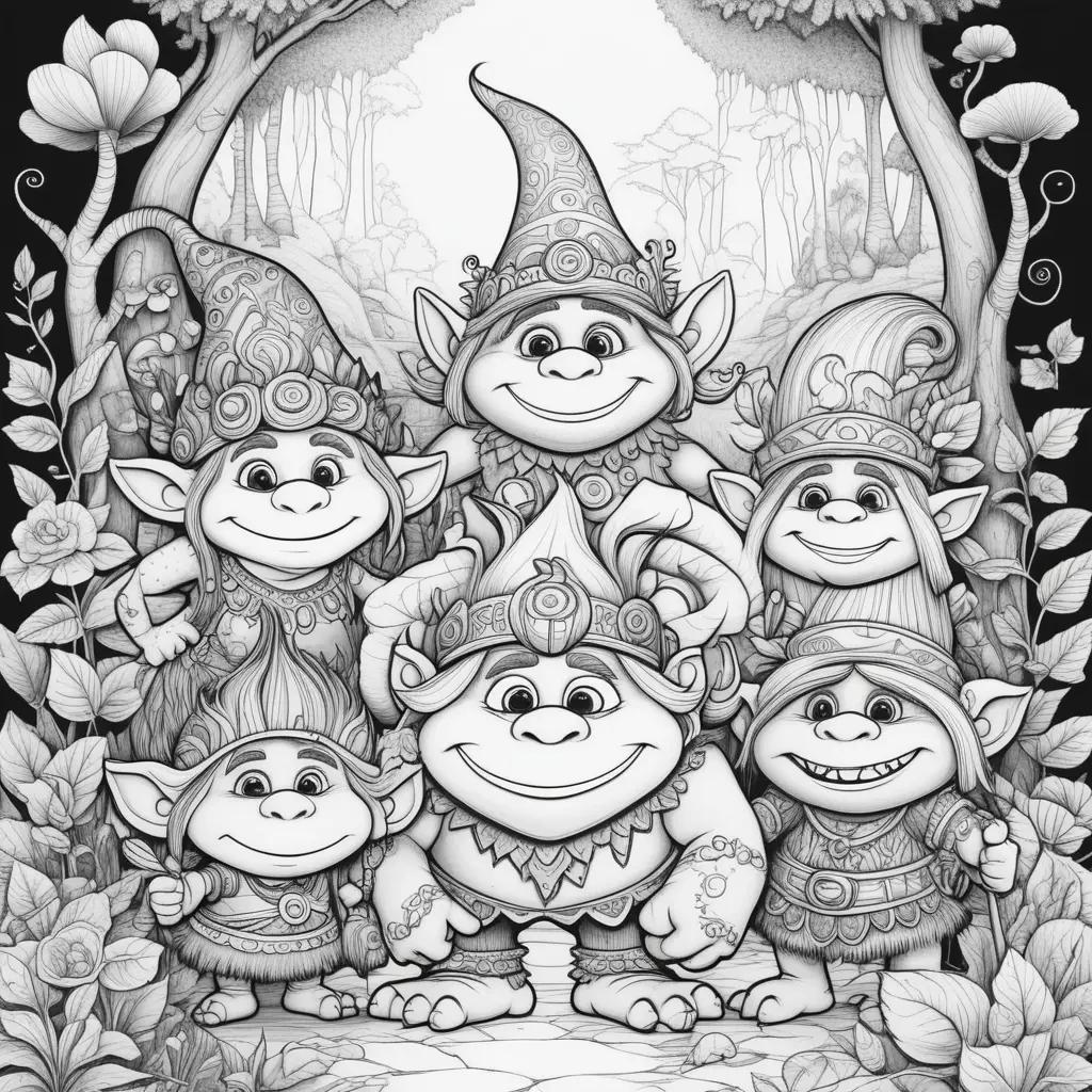 Colorful Trolls Coloring Pages for Kids