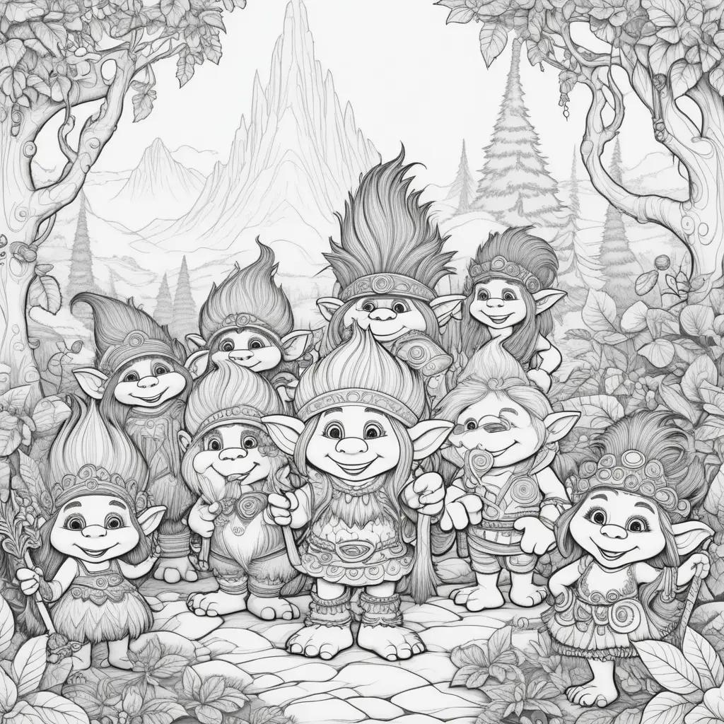 Colorful Trolls Coloring Pages for Kids