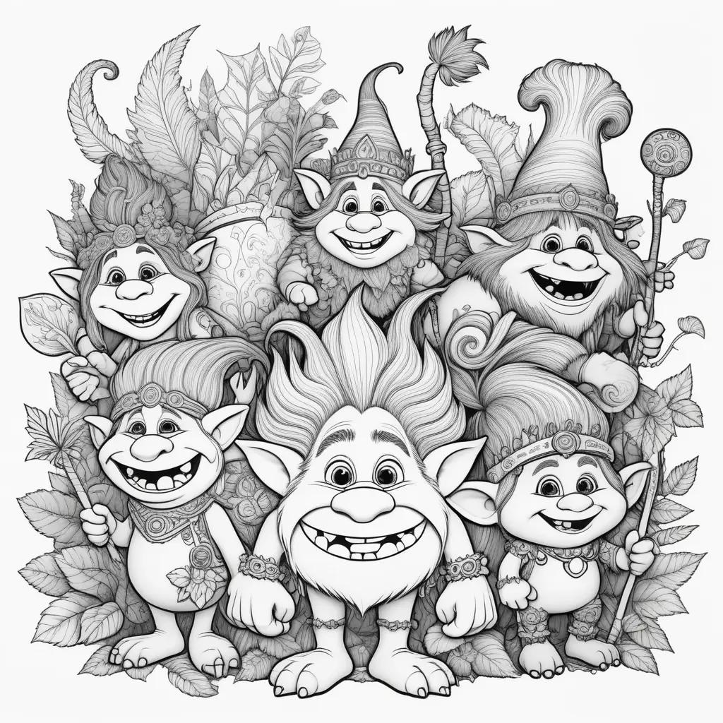 Colorful Trolls Coloring Pages for Kids