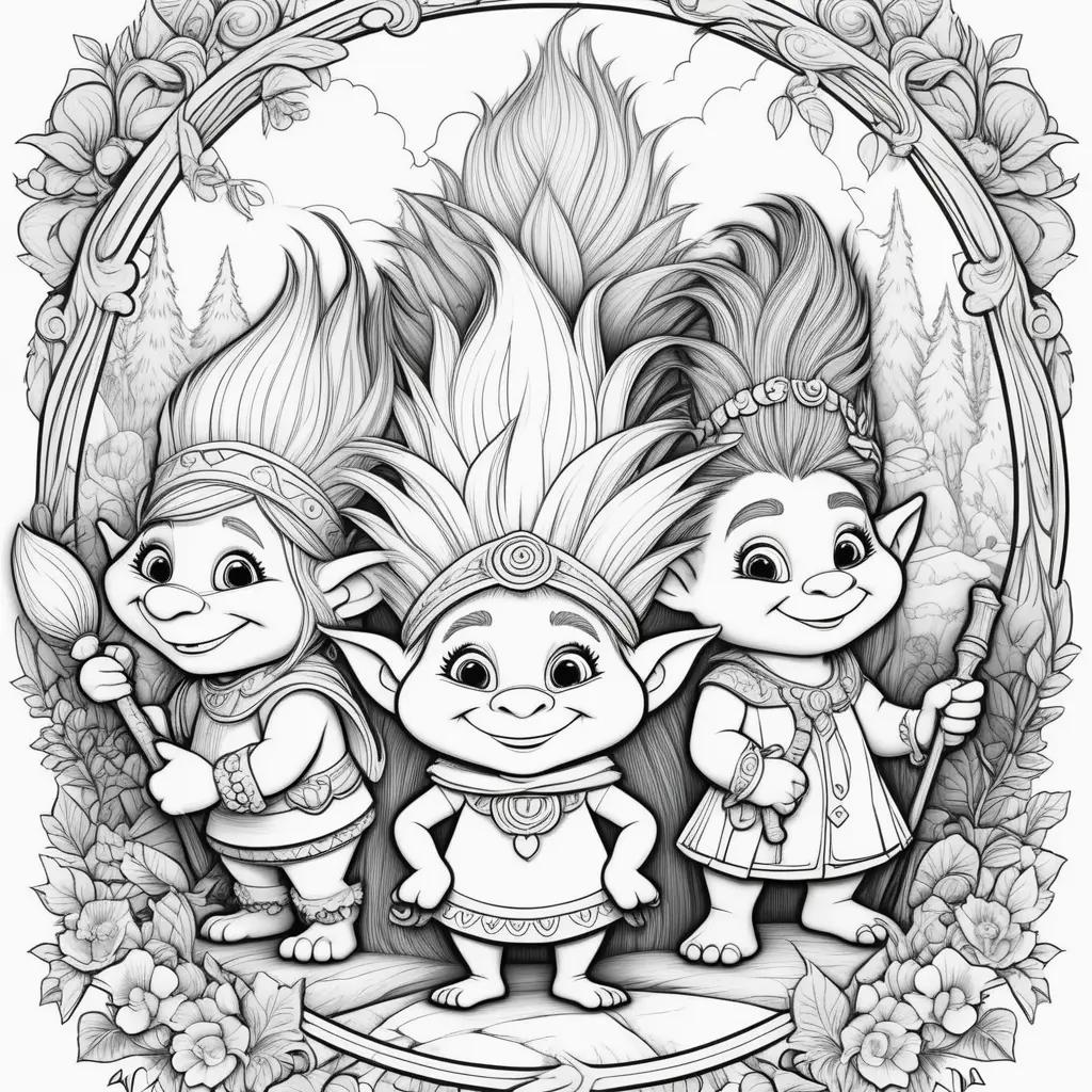 Colorful Trolls Coloring Pages from the Movie