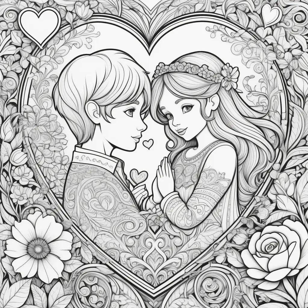 Colorful Valentines Day Coloring Pages with a Heart