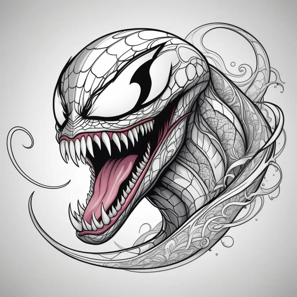 Colorful Venom Coloring Page: A Monster with a Mouth Open