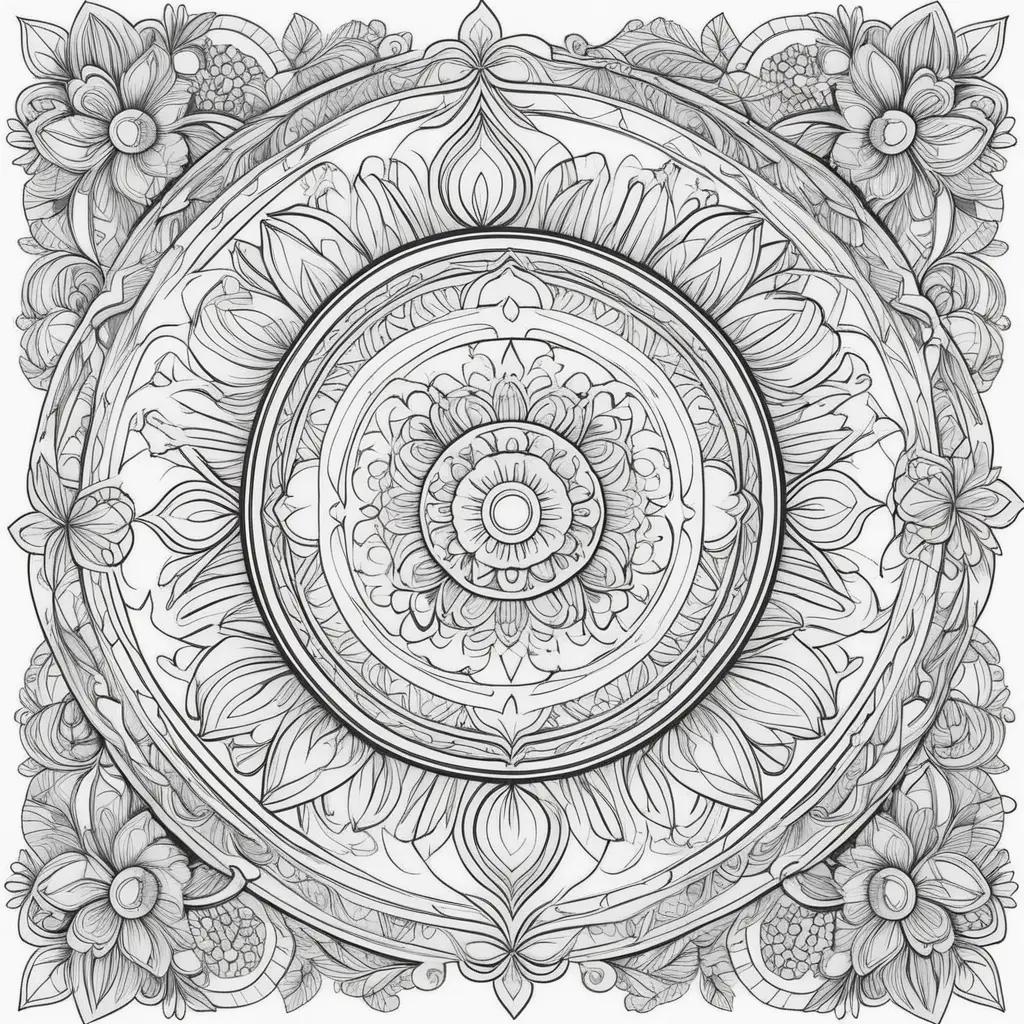 Colorful adult coloring pages with floral designs