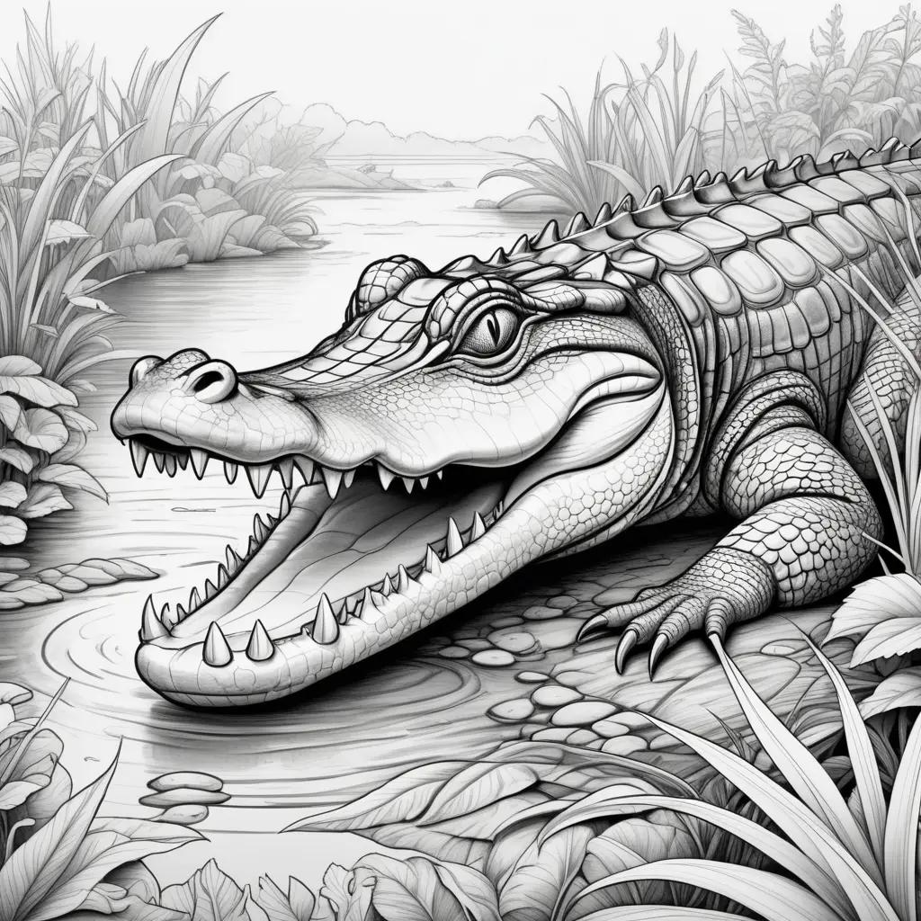 Colorful alligator coloring pages for kids