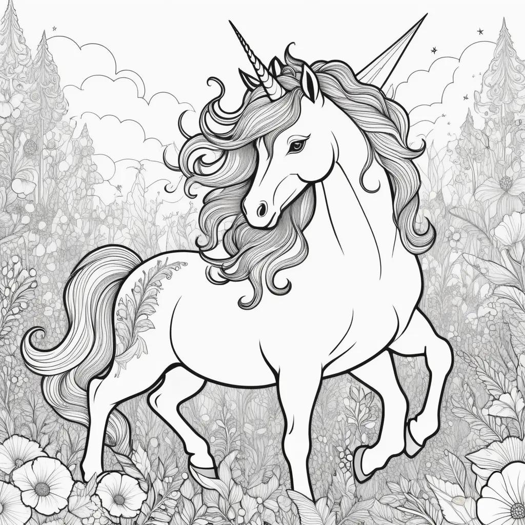 Colorful and detailed coloring pages of unicorns