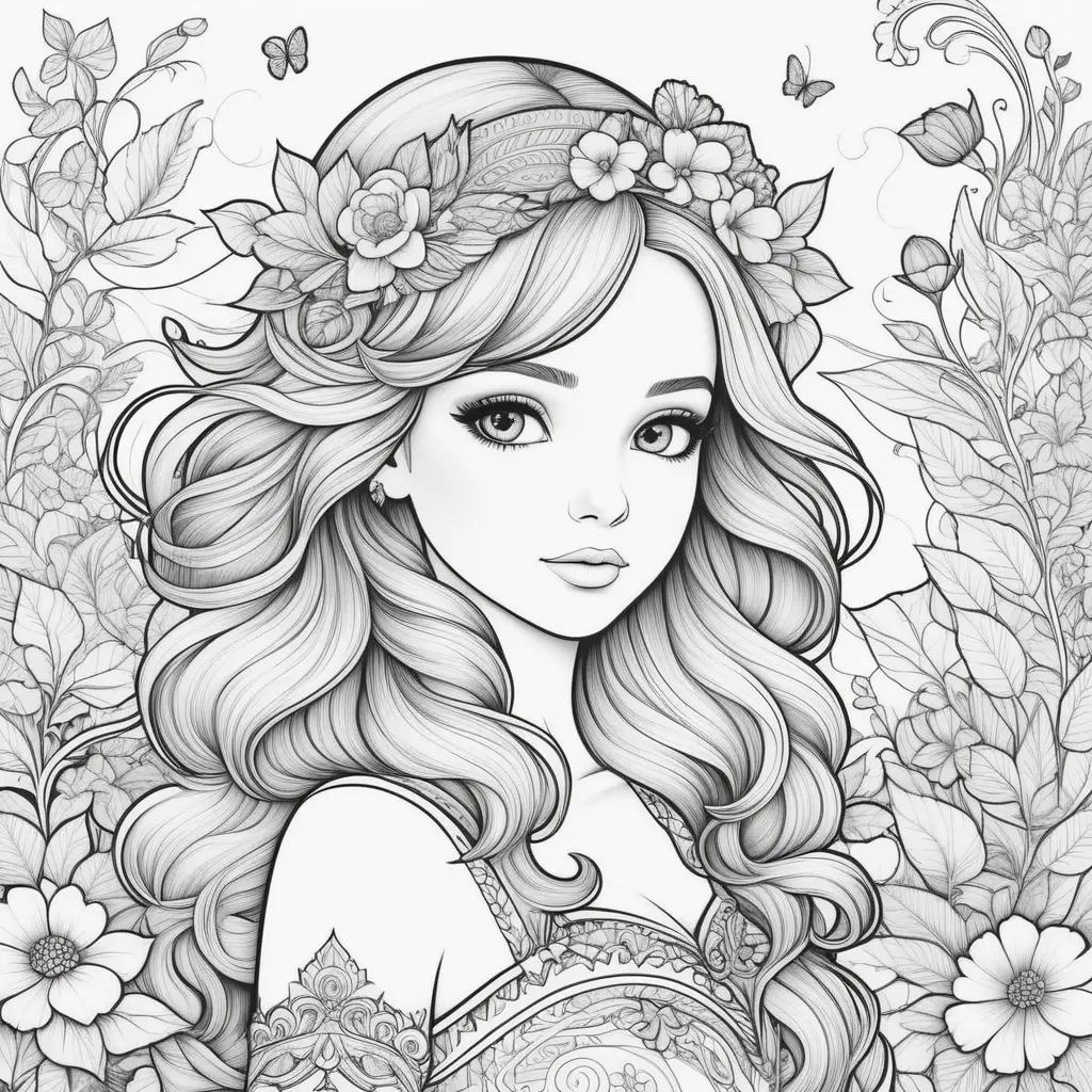 Colorful art for young girls with flowers and butterflies