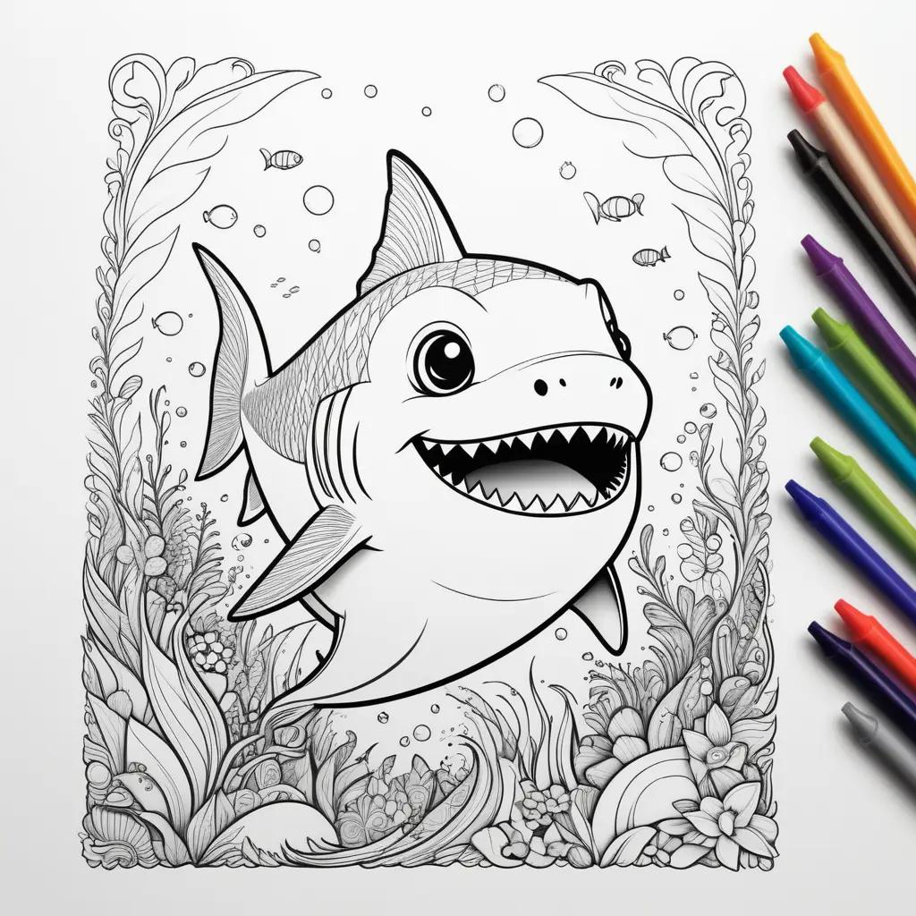 Colorful baby shark coloring pages for kids