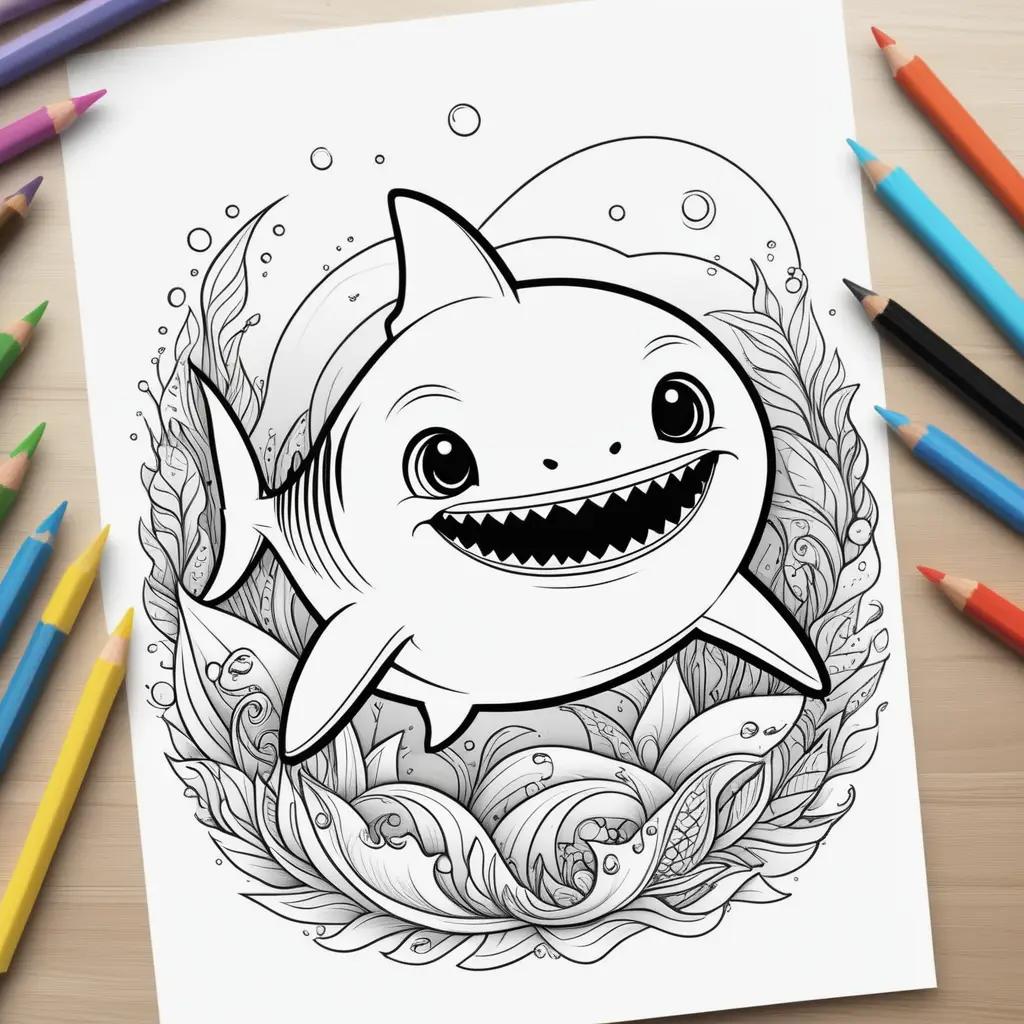 Colorful baby shark coloring pages to color in