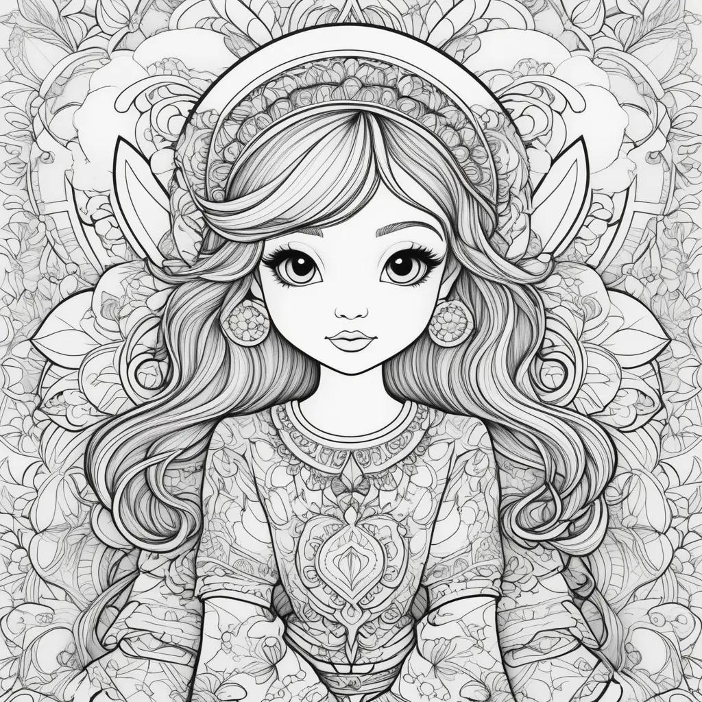 Colorful bobbie goods coloring pages with girl