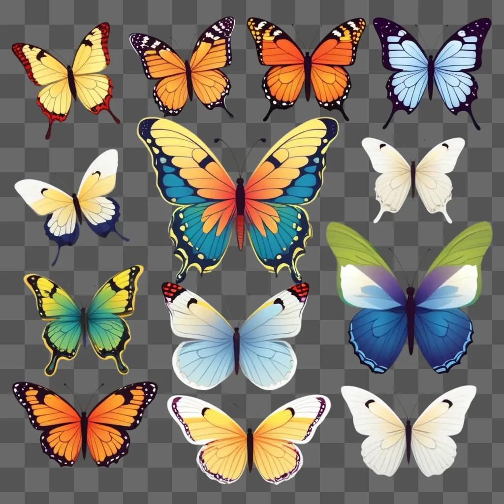 Colorful butterflies in a vibrant scene